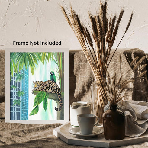 Posterizer-jungle scene with animals in urban city setting -2-Abstract & Modern Art-Art for Animal Lovers-Decor for Home & Office- unframed wall a...
